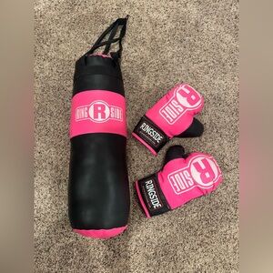 Ringside Kids Punching Bag and Gloves Set Pink & Black